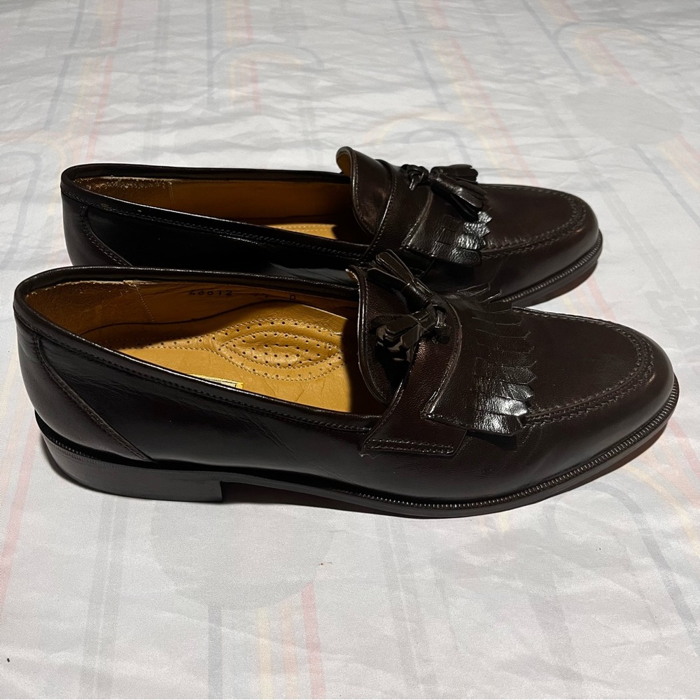 Vintage Steeple Gate Mens Brown Leather Kiltie Tassel Loafers Dress Shoes 9 1/2D - Picture 2 of 10
